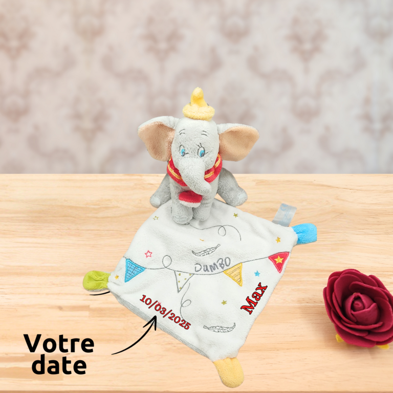 Dumbo l'éléphant rêveur – Doudou personnalisé