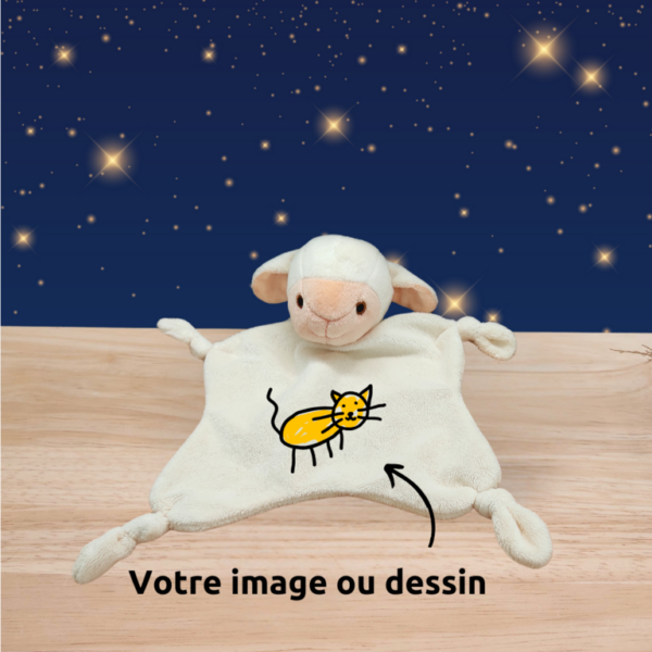 Frimousse l'agneau câlin – Doudou personnalisé