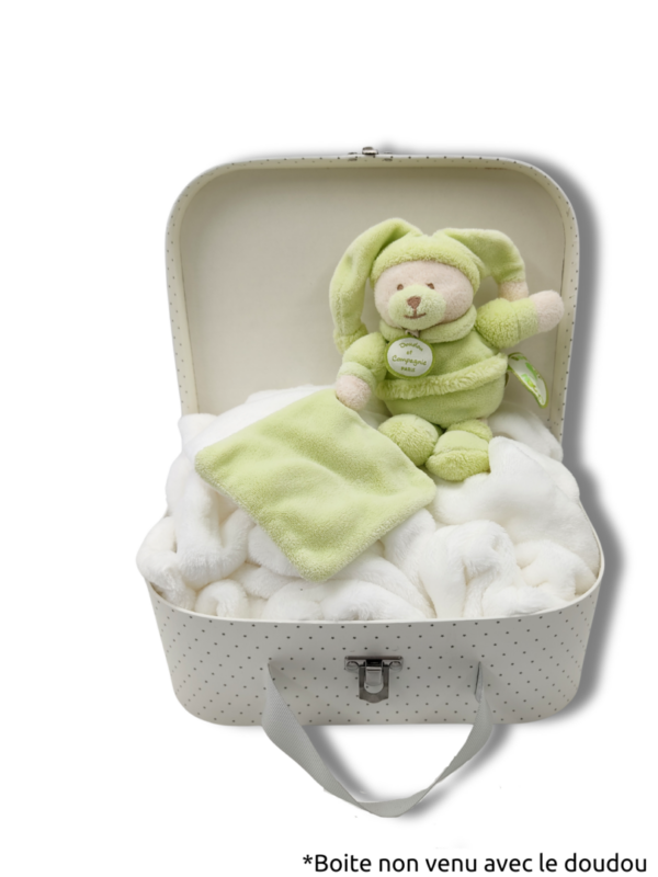 boitenon-venu-avec-4.png Mika, le petit ours vert - Doudou personnalisé