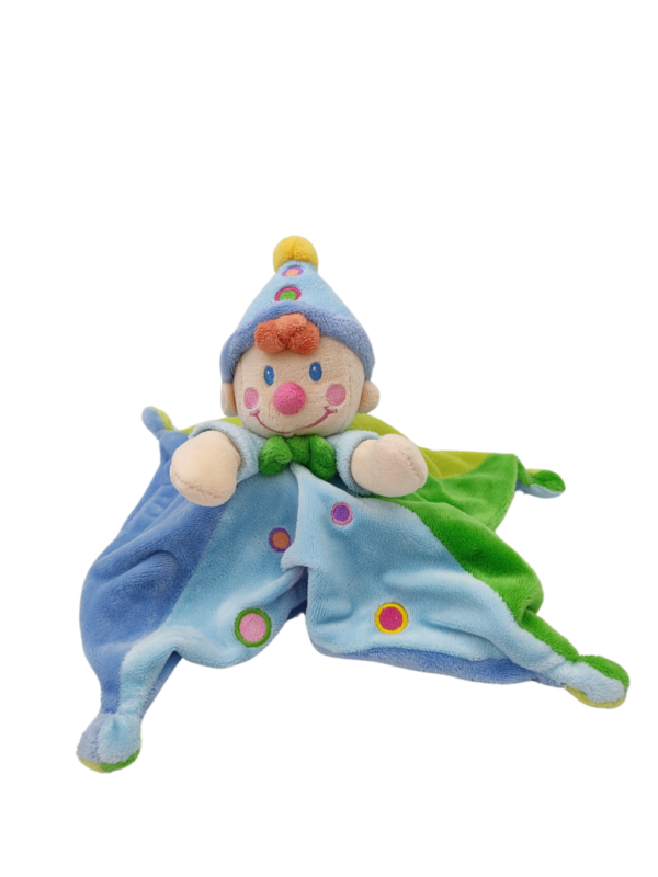doudou-carre-clown-bleu-et-vert-nicotoy.png Lucas le clown malicieux
