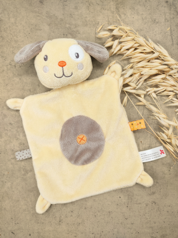 doudou-chien-jaune.png Max, le Chien jaune - Doudou personnalisé