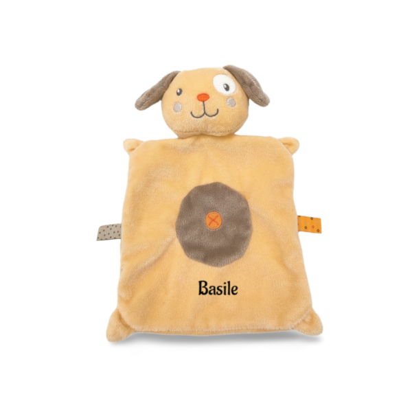 doudou-chien-jaune-plat.png Max, le Chien jaune - Doudou personnalisé