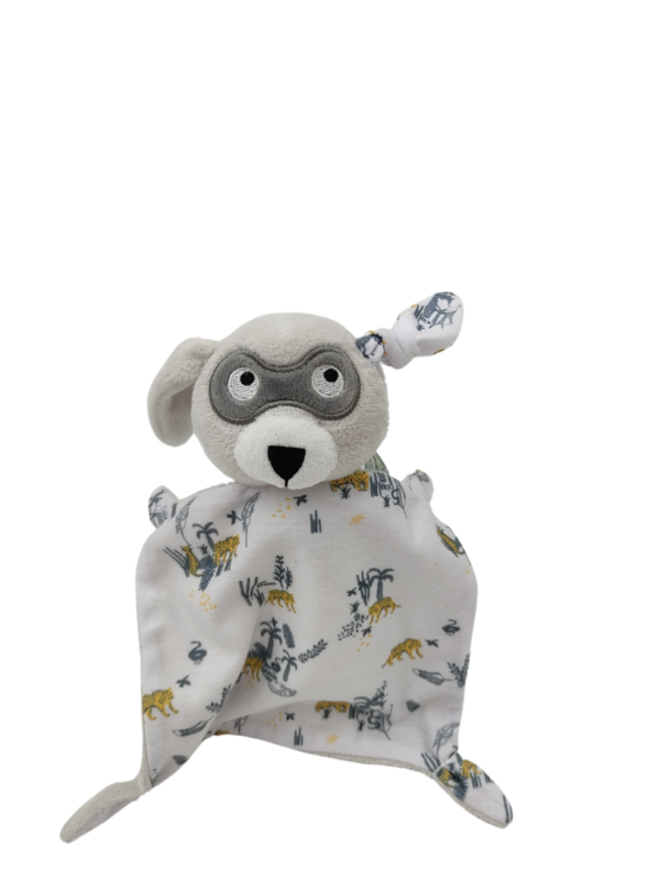 doudou-chien-plat-masque-2.png Max, le chien masqué - Doudou personnalisé