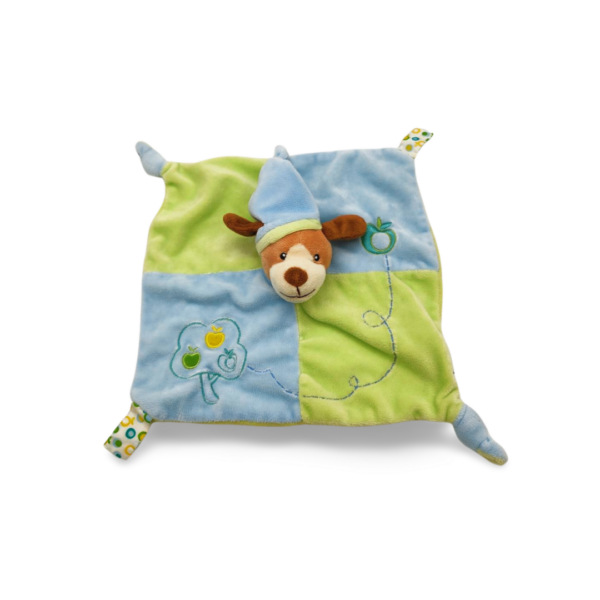 doudou-chien-vert-et-bleu-1.png Buddy, le chien magique - Doudou personnalisé