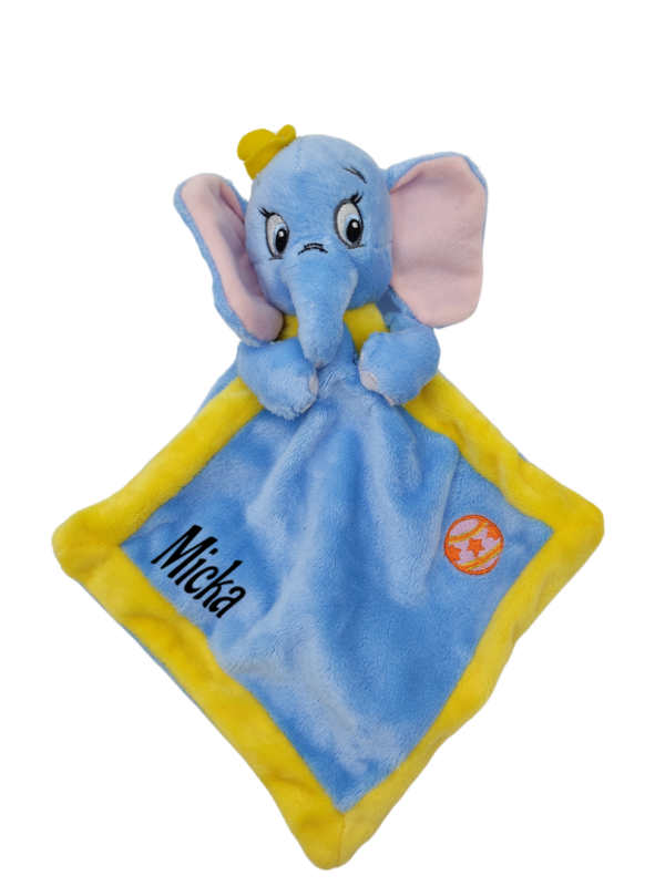 doudou-dumbo-elephanteau-blanc-et-jaune-nicotoy-disney-1.png Dumbo, l'éléphanteau bleu - Doudou personnalisé