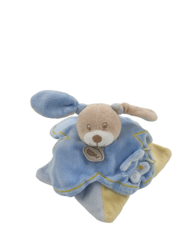 doudou-lapin-bleu-et-jaune-baby-nat.png Rémi le préféré des bébés - Doudou personnalisé