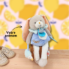 Body le lapin gris bleu orange attachant - Peluche personnalisée