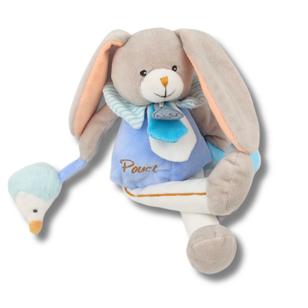 Body le lapin gris bleu orange attachant - Peluche personnalisée