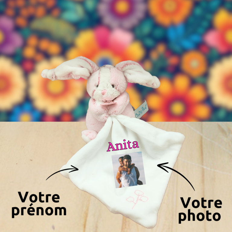 Cracotte le lapin espiègle – Doudou personnalisé