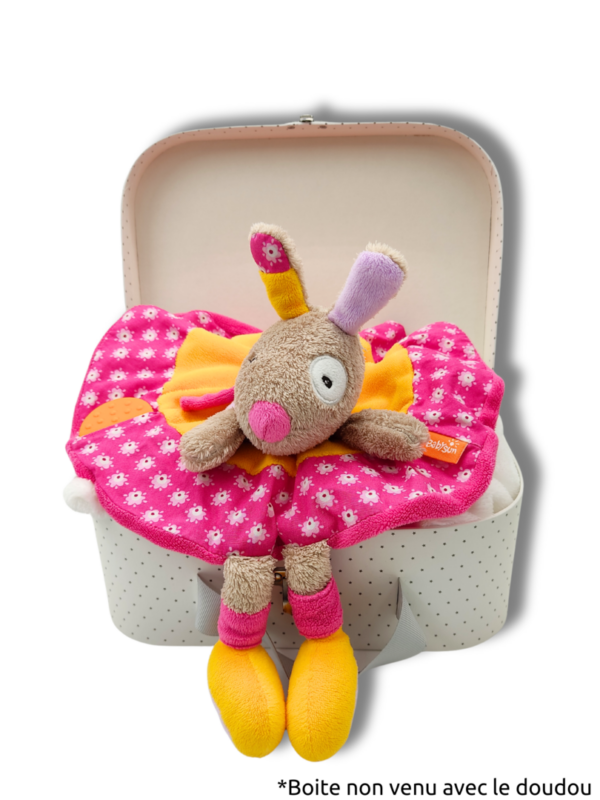 doudou-lapin-rose-et-orange.png Tipou l'adorable lapin- Doudou personnalisé
