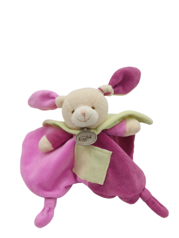 doudou-lapin-rose-et-violet-baby-nat.png Rosette lapin maligne - Doudou personnalisé
