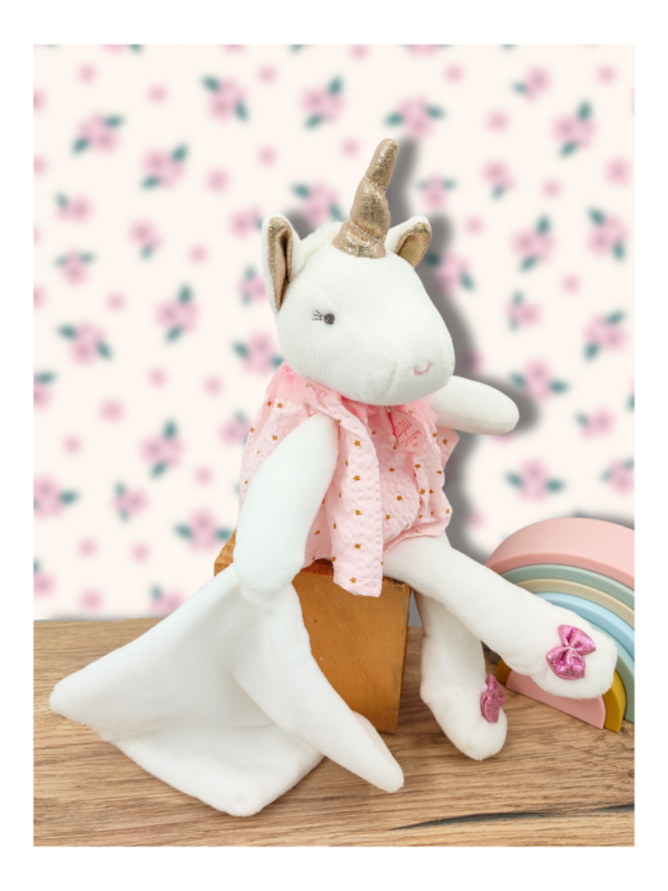 Zoé la licorne câline - Doudou personnalisé