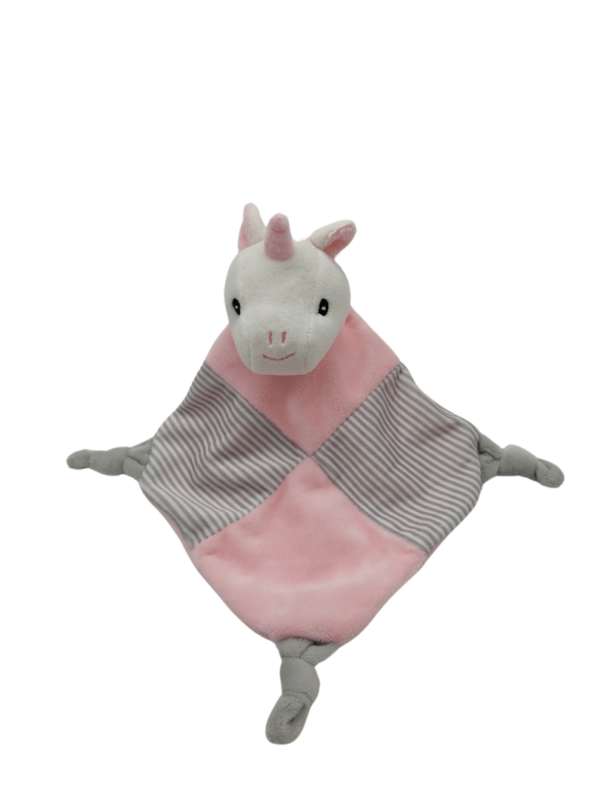 doudou-licorne-rose-plate.png Céleste la licorne - Doudou personnalisé