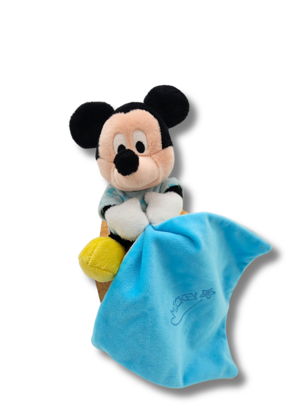 Mickey, la Peluche au Mouchoir Bleu Phosphorescent - Doudou personnalisé