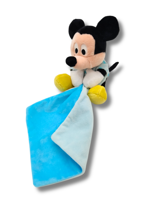 Mickey, la Peluche au Mouchoir Bleu Phosphorescent - Doudou personnalisé