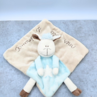 doudou-mouton-bleu-et-marron.png Léon, le Petit Mouton Brodé - Doudou personnalisé