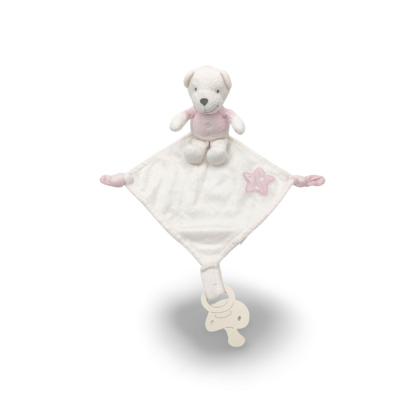 doudou-ours-attache-tetine-2.png Jean l'ours arrangeant - Doudou personnalisé