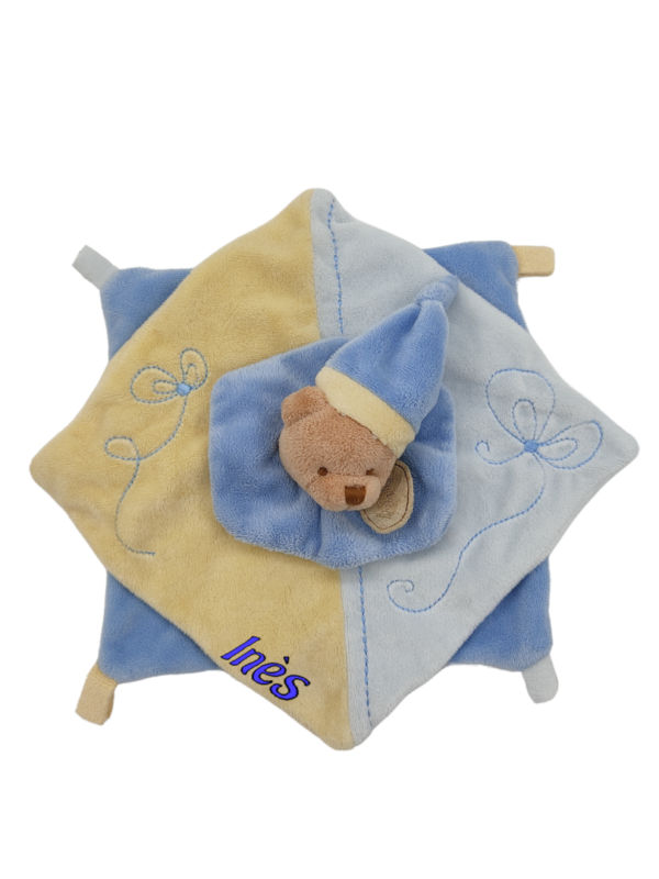 doudou-ours-bleu-et-jaune-plat-baby-nat-1.png Wiz Le protecteur de sourires - Doudou personnalisé