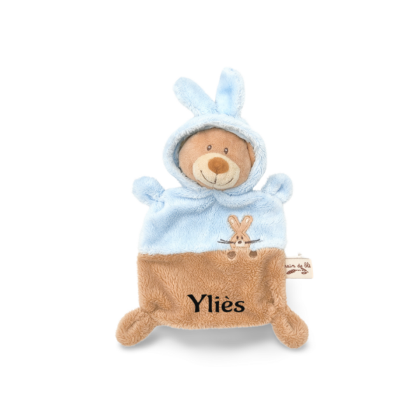 doudou-ours-bleu-et-marron-1.png Finn, l'ours transformable en lapin - Doudou personnalisé