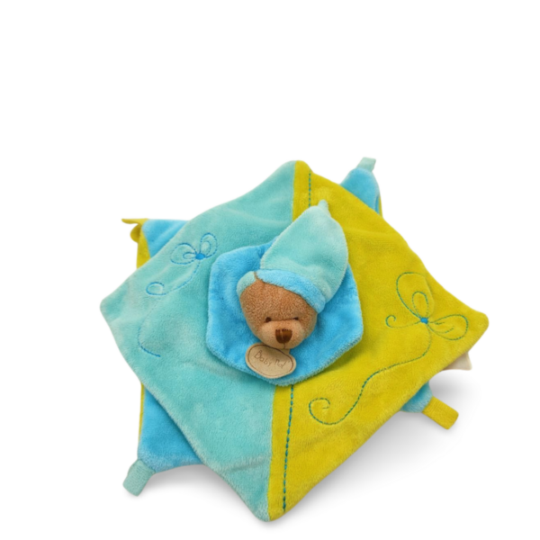 Pouti l'Ours Bleu et Jaune - Doudou personnalisé