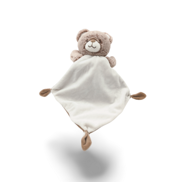 doudou-ours-mouchoir-blanc-2.png Oliver, l'ours marron - Doudou personnalisé