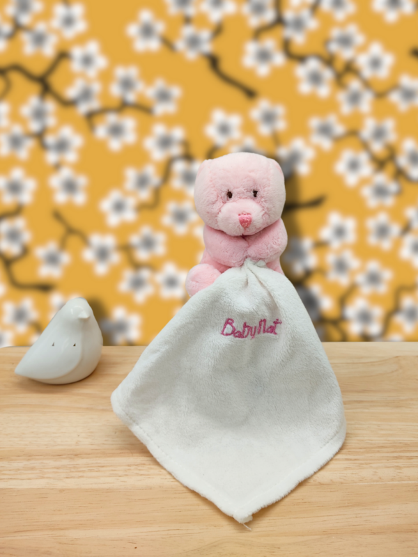 doudou-ours-rose-1.png Léa l'ourse rêveuse - Doudou personnalisé