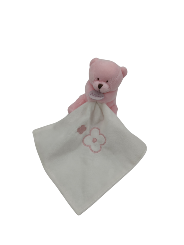 doudou-ours-rose-brode-fleur-baby-nat-2.png Fripouille l'ours rose - Doudou personnalisé