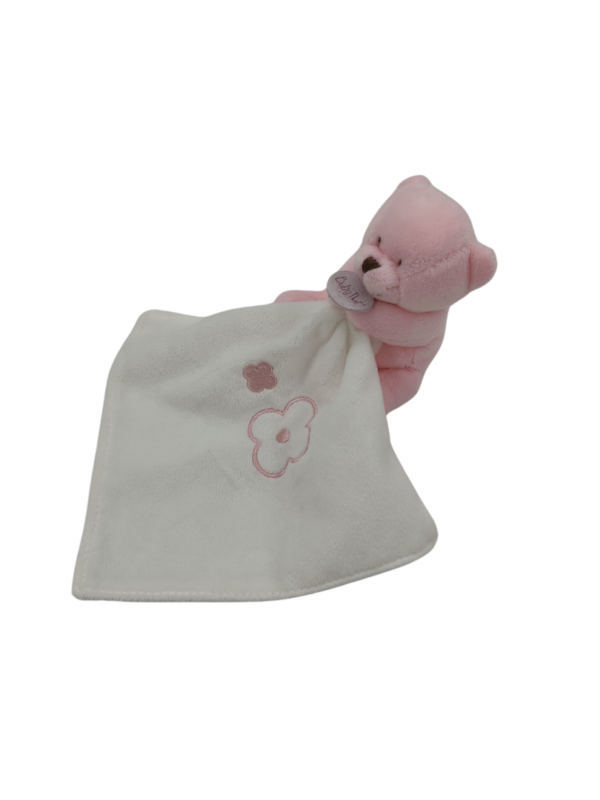 doudou-ours-rose-brode-fleur-baby-nat.png Fripouille l'ours rose - Doudou personnalisé