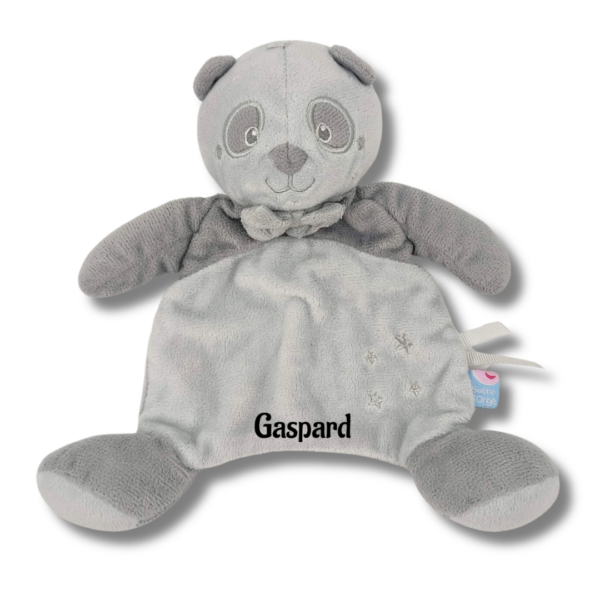 doudou-panda-personnalise-gris.png Pandi le petit gris - Doudou personnalisé