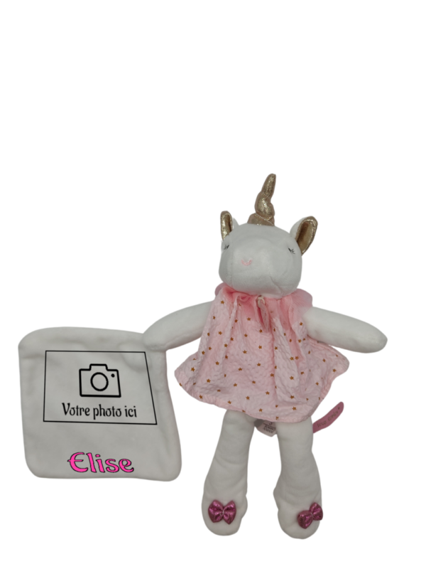 Zoé la licorne câline - Doudou personnalisé