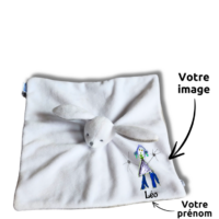 Pompon lapin blanc Jacadi - Doudou personnalisé
