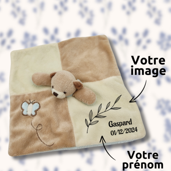 doudou-personnalise-ours-avec-prenom-et-photo.png Noah le petit Ours beige - Doudou personnalisé
