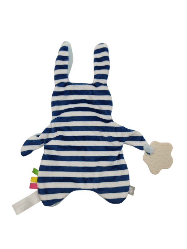 doudou-plat-lapin-bleu-oxybul.png Frimousse le lapin explorateur - Doudou personnalisé