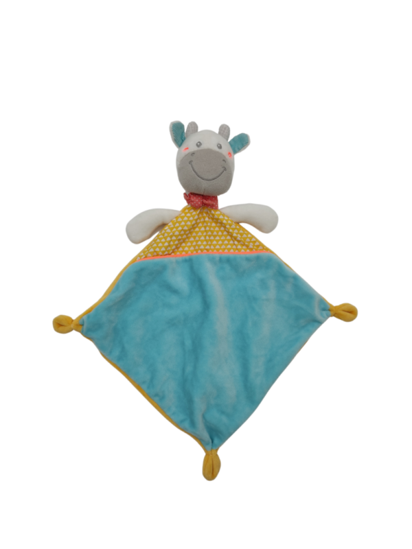 doudou-vache-jaune-et-bleu-mots-d-enfants-1.png Chouchou vache rêveuse - Doudou personnalisé