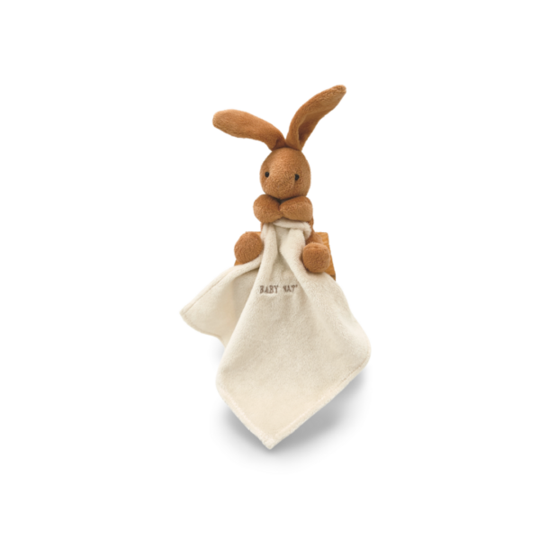 Eliott, le Petit Lapin Marron au Mouchoir crème - Doudou personnalisé