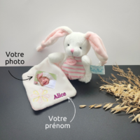 lapin-personnalise-imaginoms.png Cracotte la lapine joyeuse - Doudou personnalisé