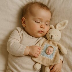 Bébé endormi et son doudou