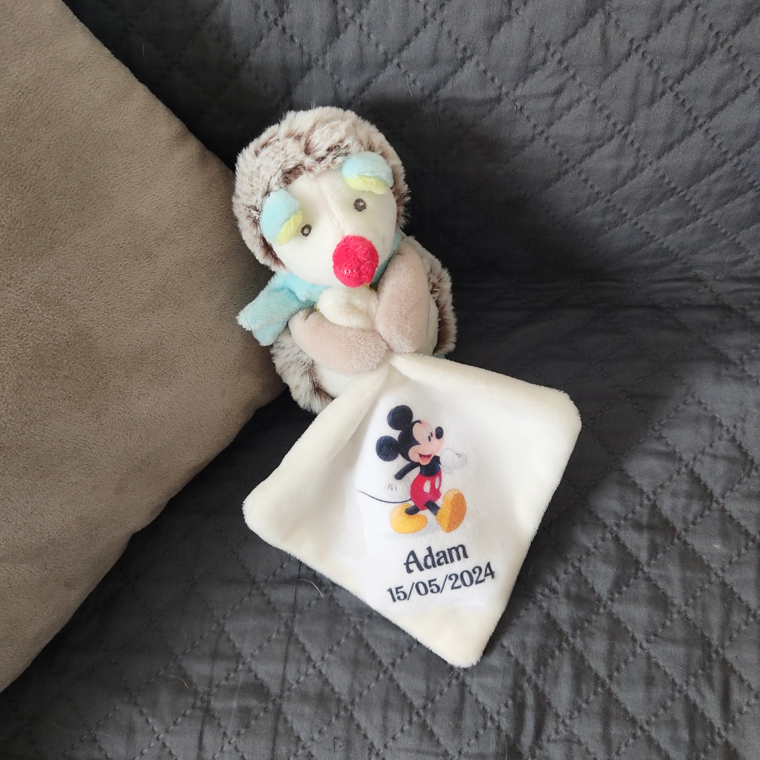 Doudou personnalisé hérisson avec image