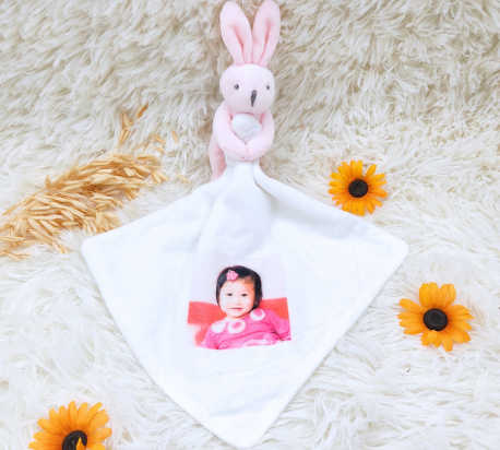 Doudou lapin personnalisé avec photo