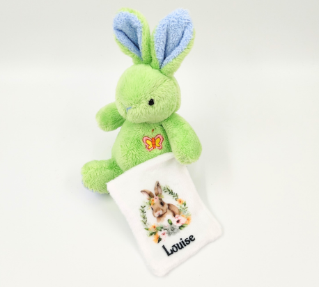 Doudou personnalisé Lapin avec prénom et image