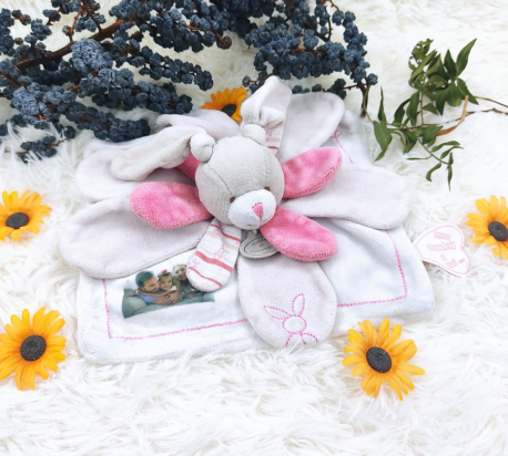 Doudou lapin personnalisé avec photo